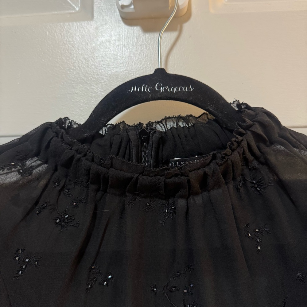 All Saints Aislyn Ditsy Dress Black Beaded Dress Size 00 - Picture 6 of 13